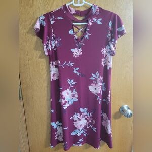 Living Doll Burgundy Floral Mini Dress